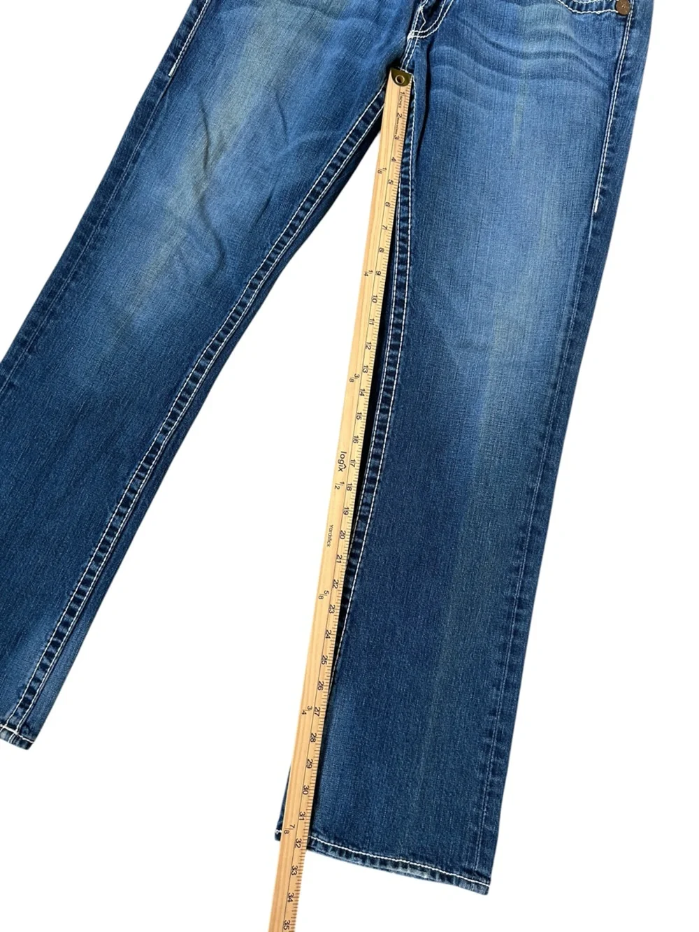 Vintage Y2K True Religion Ricky Super T White Contrast Stitch  Jeans 33